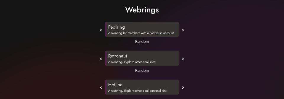 A website with links to three different webrings